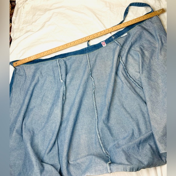 True vintage 70s 90s Pulse cross over tie waist denim A-line midi circle skirt - Picture 7 of 8